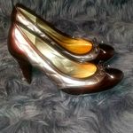 Antonio Melani  Brocade Gold Brown Christmas Leather Heels Photo 4