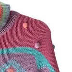 Reference Point  Vintage Mock Neck Stripe Heart Pom Pom Sweater size large cotton Photo 2