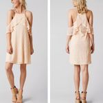 Paper Crane  High Neck Cold Shoulder Adjustable Spaghetti Strap Cream Dress Small Photo 1