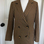 Madewell  Brown Plaid Double-Breasted Blazer Photo 0