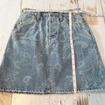 Jonathan Simkhai Indigo Blue Denim Paisley Print Mini Jean Skirt Size 24 Photo 5