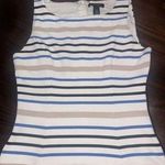 White House | Black Market  SLEEVELESS White Striped TOP- SIZE 10 Lined Photo 0