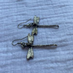 Dragonfly Earrings Dangle Dragonflies Nature Bohemian Jewelry Sterling‎ Silver Gray Photo 2