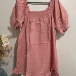 Eloquii Blush Pink Smocked Front Ruffle Linen Mini Dress NWT Photo 1