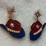 Oh my stars cowgirl Americana earrings Red White Blue pearls fashion jewelry Gold Photo 5