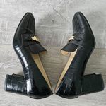 Liz Claiborne  Melba Block Heel Chunky Pumps Black Croc Embossed Gold Womens Sz 8 Photo 14