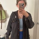 American Eagle  Waffle Knit Jacket Hooded Shacket Long Sleeve Button-Up M Photo 1