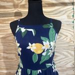Old Navy Sun Dress Women’s Smocked Tiered Midi Tropical Floral Blue Lined Small Photo 3