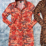 Wild Fable  Long Sleeve Button Front Mesh Dress Orange Tie Dye Animal Lot of 2 XS Photo 0