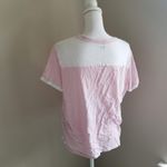 Old Navy 🦄  / L / Pink and White Boyfriend Tee Photo 2