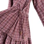 Madewell Seersucker Wrap Mini Dress in Dark Merlot Plaid Print Burgundy Red, XS Photo 9