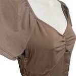 Ambiance Apparel Ambiance Trendy Taupe nude brown top sweet heart Rushed front women’s size XL Photo 2