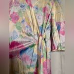 Vintage Lucie Ann Satin Pastel Floral Robe Neglige Medium White Photo 6