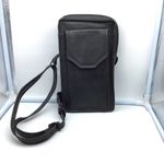 BRAND black leather travel bag w/adjustable strap Photo 1