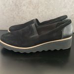 Clarks Collection by Sharon Dolly Black Suede Wedge Lug Soles Slip On Loafers 11 Photo 4