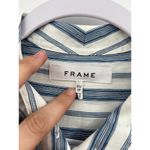 frame denim FRAME Stand Collar Striped Linen Blend Shirt In Blue XS Photo 2