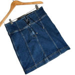 Free People Share Lace Up Denim Short Skirt Size 8 Blue Corset High Rise BOHO Fe Photo 0