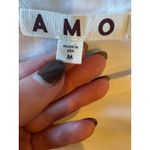 AMO Shirt Women Medium White Cotton Long Sleeve Distressed Tee Athleisure Preppy Photo 8