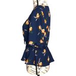 Nine Britton SMALL Floral Front Scrunch Tie Keyhole Stomach Flair Hip Blouse Photo 99