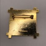 Vintage 1991 Valley Quilters Quilt Square Flowers Boho Southwest Brooch Pin Red Photo 3