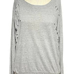 Nation Ltd ‎ Heather Gray Pullover Fringe Long Sleeve Top Size Small Photo 0