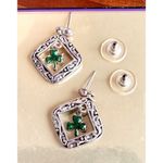 Vintage 80's Shamrock Earrings Handmade Dangle Posts St Patrick's Day Pa… Silver Photo 2