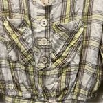 Free People  It’s The Good Life Plaid Top Button Front Crop Blouse Size Medium Photo 4