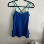 Source Unknown Tank Top Athletic Built-In Bra Criss Cross Back Blue Green Size M‎ Photo 2