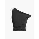 Commense Solid Casual Minimalist One Shoulder Sleeveless Top Black XS Photo 2