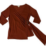 Coldwater Creek  V-Neck‎ Cut Scrunch Waist With Lace Belt Mid-Sleeve Blouse Y2K M Photo 0