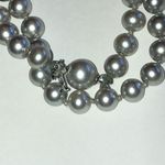 Trifari  Vintage Elegant Pale Gray Faux Pearl Beaded Boho Necklace Photo 5