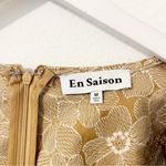 En Saison Square Neck Long Sleeves Floral Patten Blouse Fall Size Medium M Tan Photo 2