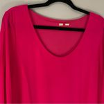 Pink Knee Length Dress XL Neon Fuschia Chiffon Scoop Neck Photo 7