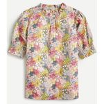 J.Crew Liberty Fabric Blouse Top Small Mauve Floral Smocked Puff Sleeve READ Photo 1