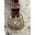 Justin  Leather Western Belt 938BR 32” Engraved Buckle Beautiful! Photo 1
