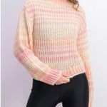 VERO MODA  Oversized Sweater Womens XS Pink Striped Balloon Sleeve Cropped Boho Photo 0
