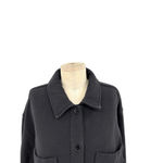 Athleta  Retroplush Shirt Jacket in Black Shacket Size Large‎ Photo 3