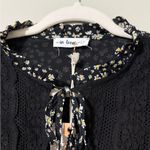 In Bloom  size medium peasant blouse daisy pattern black lace panel tasseled neck Photo 4