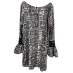 Voom By Joy Han Grey Blue Black Bell Sleeve Crochet Women's Med Dress Lagenlook Photo 6