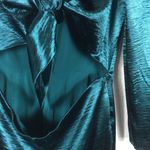 Lovers + Friends  Kendall Green Satin Jumpsuit Medium Tie Front Long Sleeve Photo 8