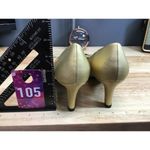 Easy Street Alive 5 Women's 9 Golden Leather Bow Slip-On Pointed Toe Pump Heels Photo 2