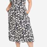 Old Navy  Navy Ivory Floral Print Short Sleeve Midi Dress Women’s XL NWT Photo 0