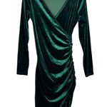 Guberry Emerald Dark Green Long Sleeve Ruched Faux Wrap Dress Small Formal Photo 0