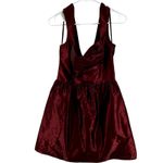 Amsale A Line Bridesmaid Mini Dress Satin V Neck Prom Pintucked Garnet 10 NWT Red Photo 1