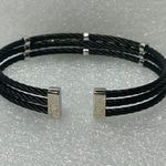 925 5 Carat Peridot Black Twisted Cable Band Bangle Bracelet Photo 2