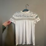 EXPRESS Womens Small Ivory Lace Short Sleeve mock neck Top Photo 3