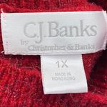 Christopher & Banks CJ BANKS Red Metallic CHRISTMAS mock neck Women's Sweater Size PLUS 1X Photo 3