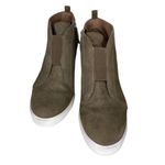 Linea Paolo Anna Perforated Suede Low Heel Wedge Sneaker Dark Olive 10M Brown Size 10 Photo 2