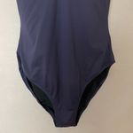 J.Crew  Swimsuit One Piece Scalloped Neckline Deep V-Neck Size 10 Navy Blue‎ Photo 6