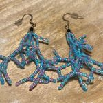Blue & Purple Beaded Coral Fringe Dangle Earrings Photo 3